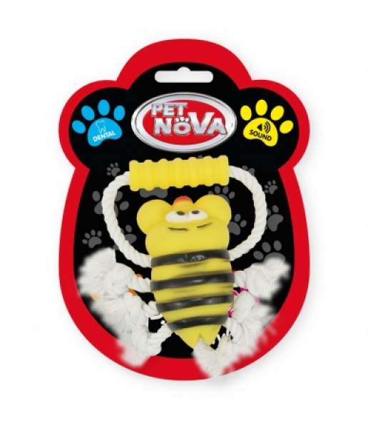 DOG LIFE STYLE Biene an einer Schnur mit Zuggriff, 26 cm